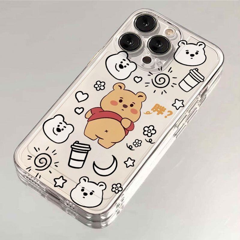 Thích hợp cho vỏ iPhone IP15 PRO MAX Kawaii IP7 IPXS Phim hoạt hình vui nhộn Winnie Bear IPXS MAX IP