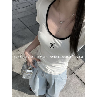 TIANLEYU áo phông áo thun nữ croptop baby tee Thể thao Phong cách Vintage Casual WTX2440UVF 16Z240419