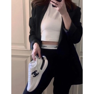 Sneakers Vải & Da lộn Da bắp chân Trắng & Đen không hộp