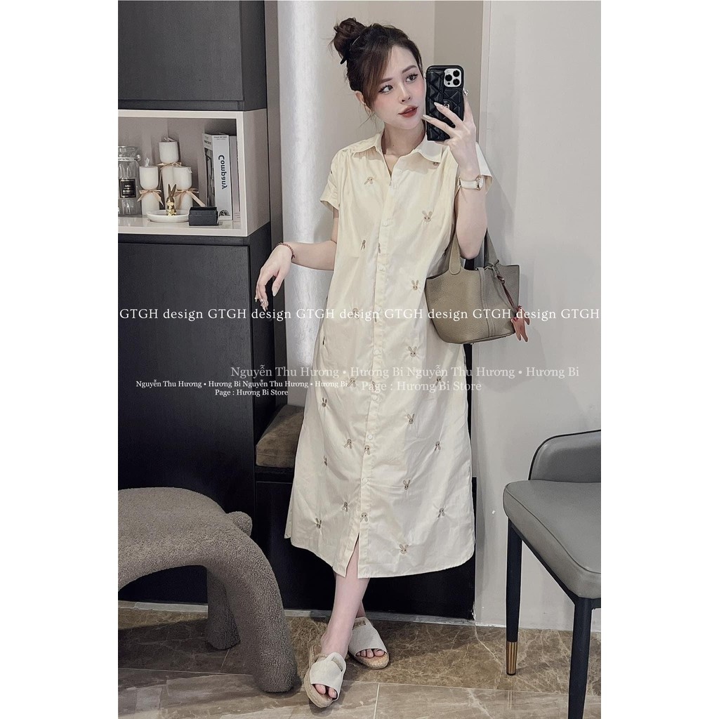 Siuu phẩm váy sơ mi thỏ thêu so hottt hàng TKCC freesize