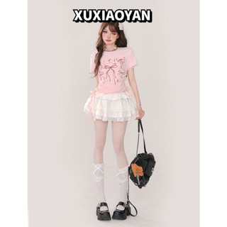 XUXIAOYAN áo phông áo thun nữ croptop baby tee thời trang INS hàn quốc Fashion WTX2440C0A 18Z240428