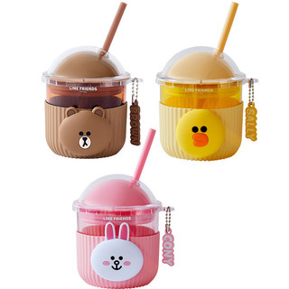 [LINE FRIENDS] Cốc có ống hút thủy tinh 310ML[LK]