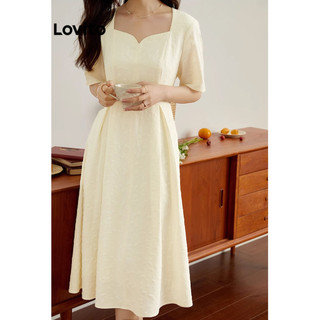 Đầm Lovito vải jacquard màu trơn phong cách thanh lịch cho nữ L86ED341