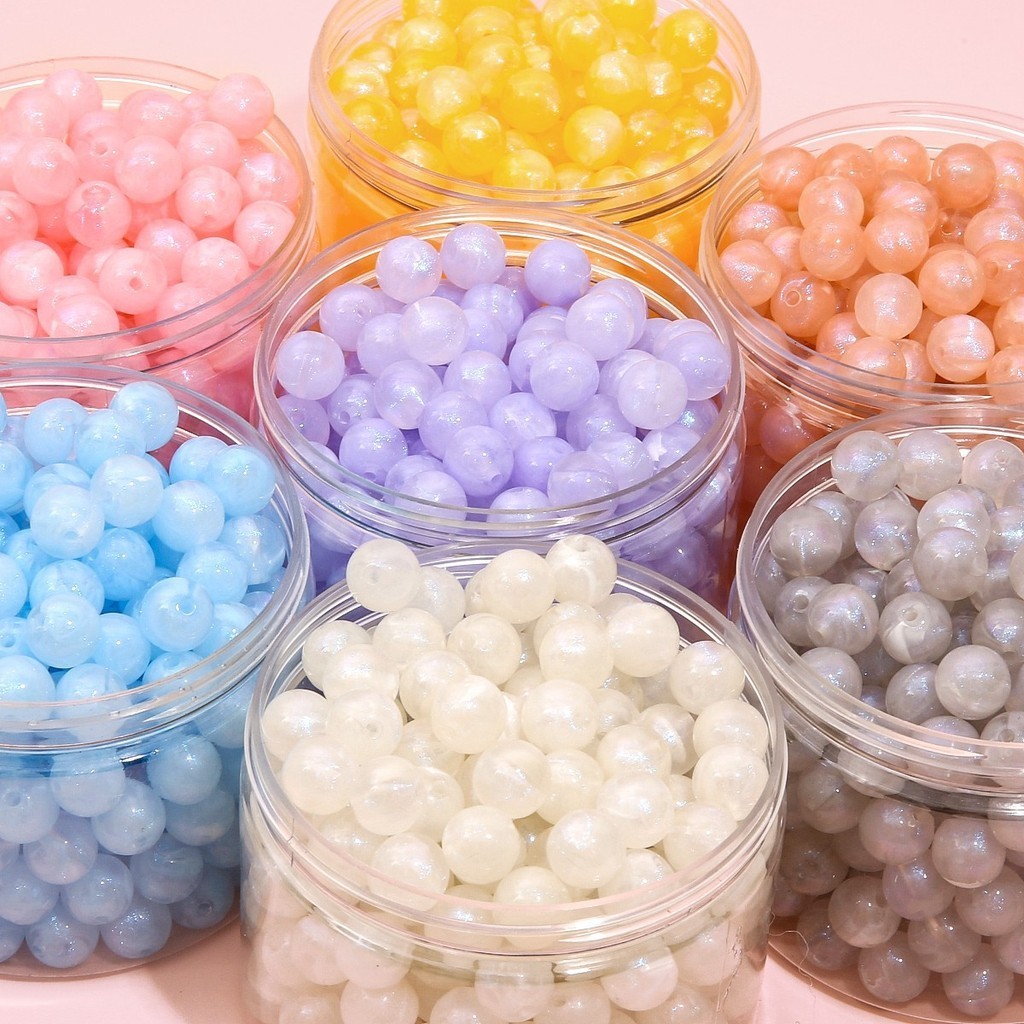 Hạt tròn giấc mơ ánh sáng xanh lấp lanh 8mm và 12mm, nguyên liệu làm vòng tay. Nguyên liệu DIY