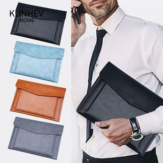 KUNHEV Túi đựng tài liệu, Thư mục tệp A4 chống nước bằng da, Hộp đựng văn phòng hai lớp chất lượng cao Hộp đựng máy tính xách tay dung lượng lớn