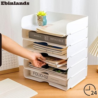Ebinlands 1 Khay đựng hồ sơ để bàn, Giá sách văn phòng Hộp đựng tài liệu A4 bằng nhựa, Kệ đựng giấy văn phòng phẩm có thể xếp chồng lên nhau cỡ A4