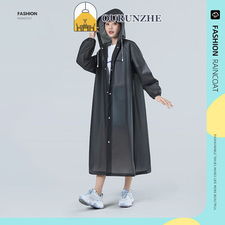 Ourunzhe Áo mưa di động dành cho người lớn Áo mưa một mảnh trong suốt EVA poncho