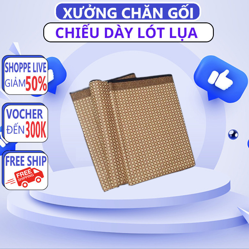 Chiếu Điều Hoà Sợi Mây Lót Lụa Cao Cấp Chiếu Có Chun Cài Góc Cao cấp Hàng Loại 1 - CHĂN CHIẾU TG