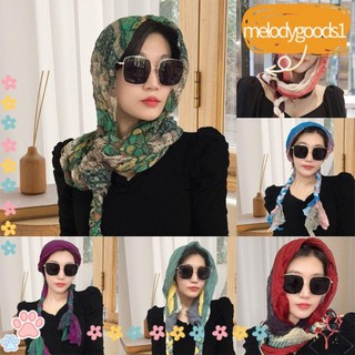 Khăn chống nắng MELODGOODS1, Khăn choàng chống nắng bằng vải lanh Cotton Khăn choàng đi biển, Khăn chống nắng Turban Phong cách dân tộc Mũ đội đầu Mũ chống nắng