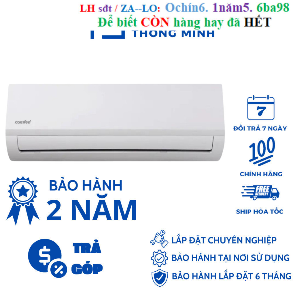 Rẻ [Chỉ giao HN] Điều hòa Comfee 1 chiều 12000 BTU CFS-13FWFF-V/CFS-13FWFC-V làm lạnh nhanh, thanh l