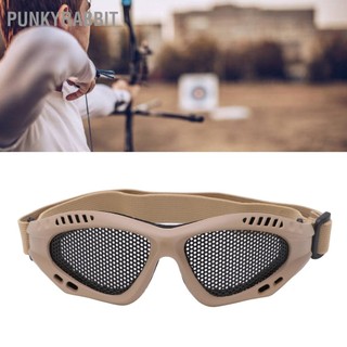 PunkyRabbit Kính an toàn Chống va đập cát Loại dây đeo thoáng khí lưới sắt có túi đựng màu nâu
