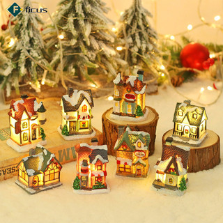 Sẵn sàng! Giáng Sinh Dạ Quang Nhà Đồ Trang Trí Micro Phong Cảnh Biệt Thự Nhựa Thủ Công Quà Tặng Quà Giáng Cho Năm Mới Trang Trí