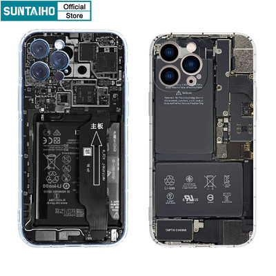 Suntaiho Thời Trang Độc Đáo Vỏ Ngộ nghĩnh Bảng Mạch Họa Tiết Ốp lưng Cho Iphone 15 14 12 13 11 Pro Max IP 7 8 Plus Iphon X Xs XR Xs Max TPU Mềm Cao Cấp Chống Sốc Ốp Lưng