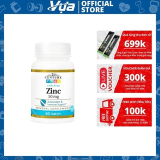 Viên uống 21st century - chelated zinc 50mg - hỗ trợ sức khỏe chính hãng