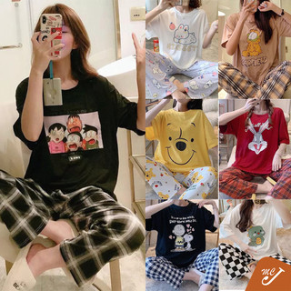 Quần ngủ nữ tay ngắn quần dài nữ bộ đồ ngủ bộ đồ ngủ người phụ nữ bộ đồ ngủ nữ luyoo16