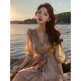 Xj Bán Tik Tok Tóc Thẳng Pháp Cao Cấp Phong Cách Kỳ Nghỉ Đầm Nữ Mùa Hè 2024 Phong Cách Mới Niche Sang Trọng Người Nổi Tiếng Siêu Cổ Tích Áo Sơ Mi Voan Đầm