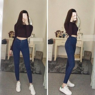 Quần jeans skinny cạp cao vải dày (có 4 màu)