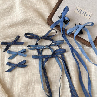 Kẹp tóc nơ Denim cổ điển Kẹp tóc ruy băng