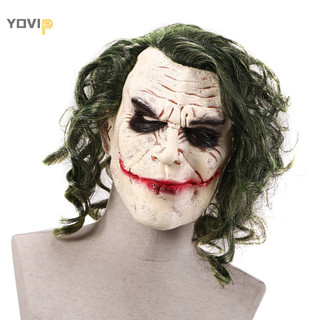 Yovip Halloween Joker Cosplay Mặt nạ chú hề đáng sợ có tóc xanh VN