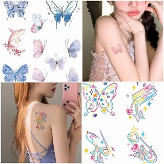 Nhãn dán hình xăm chống nước thời trang DIY Nhãn dán hình con bướm đầy màu sắc hình cá voi