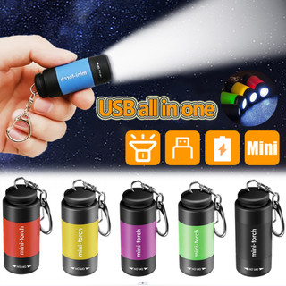 Usb sạc led đa năng đèn mạnh bỏ túi móc khóa đèn pin chống nước ngoài trời đi bộ đường dài cắm trại đèn pin mini