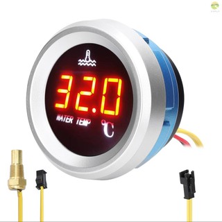 Đồng hồ đo nhiệt độ nước 52mm Đồng hồ đo kỹ thuật số ô tô Màn hình LED 9-36V với chức năng báo động cảm biến nhiệt độ