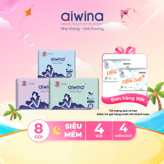 Băng vệ sinh Aiwina siêu mềm ban đêm 29cm/33cm/42cm gói 4 miếng