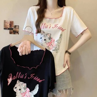 [45-150kg] Áo thun ngắn tay in tai bằng gỗ cỡ lớn dành cho nữ C14271