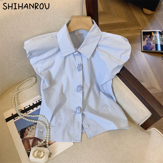 SHIHANROU áo phông áo thun nữ croptop baby tee Xu hướng Thời trang Phong cách Đơn giản WCS2450B38 25Z240617