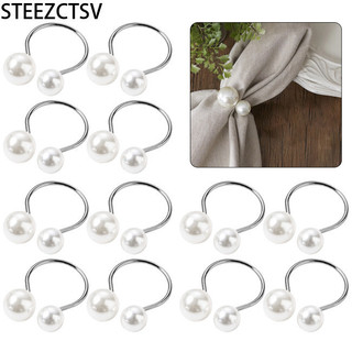 Giá thanh lý!! 12 Chiếc Khăn Ăn Nhẫn Khăn Ăn Khóa Với Ngọc Trai Vintage Trang Trí Bàn Cho Tiệc Cưới Giáng Sinh