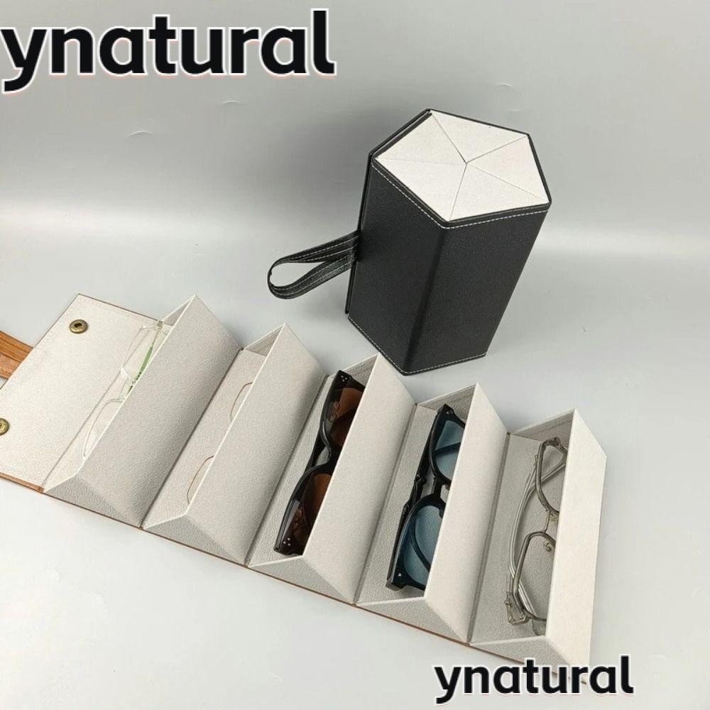 Hộp đựng kính YNATURAL, Da PU di động gấp, Kính mắt chất lượng cao Hộp đựng kính mắt 2 / 6Grids