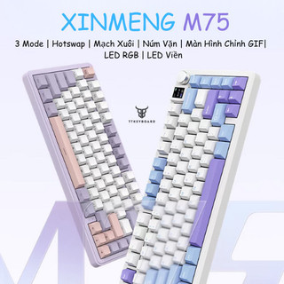 Bàn phím cơ không dây xinmeng m75 - 3 mode - màn hình tft cài gif- núm vặn - mạch xuôi - led rgb - led viền - ttkeyboard