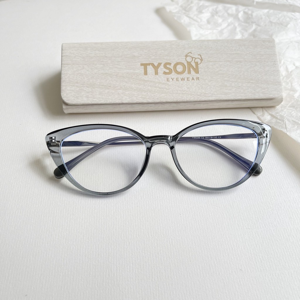 Gọng kính cận TYSON gọng mắt mèo kính mắt thời trang nữ lắp tròng kèm hộp khăn 9286