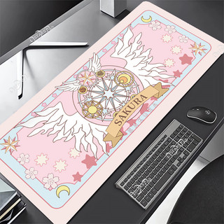 Bàn di chuột hoạt hình màu hồng có thể tùy chỉnh 90x40cm Kawaii Pastel lilac Gaming Deskmat Cao su XXL Cardcaptor Sakura Mouse Pad Thảm máy tính văn phòng