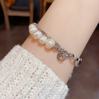 Vòng tay ngọc trai nước ngọt Khâu trái tim mặt cười