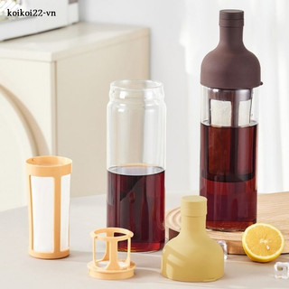 Bình pha cà phê cold brew 1000ml bộ lọc lưới polyester, chai ủ lạnh cà phê thủy tinh chịu nhiệt tốt, nắp rượu silicon