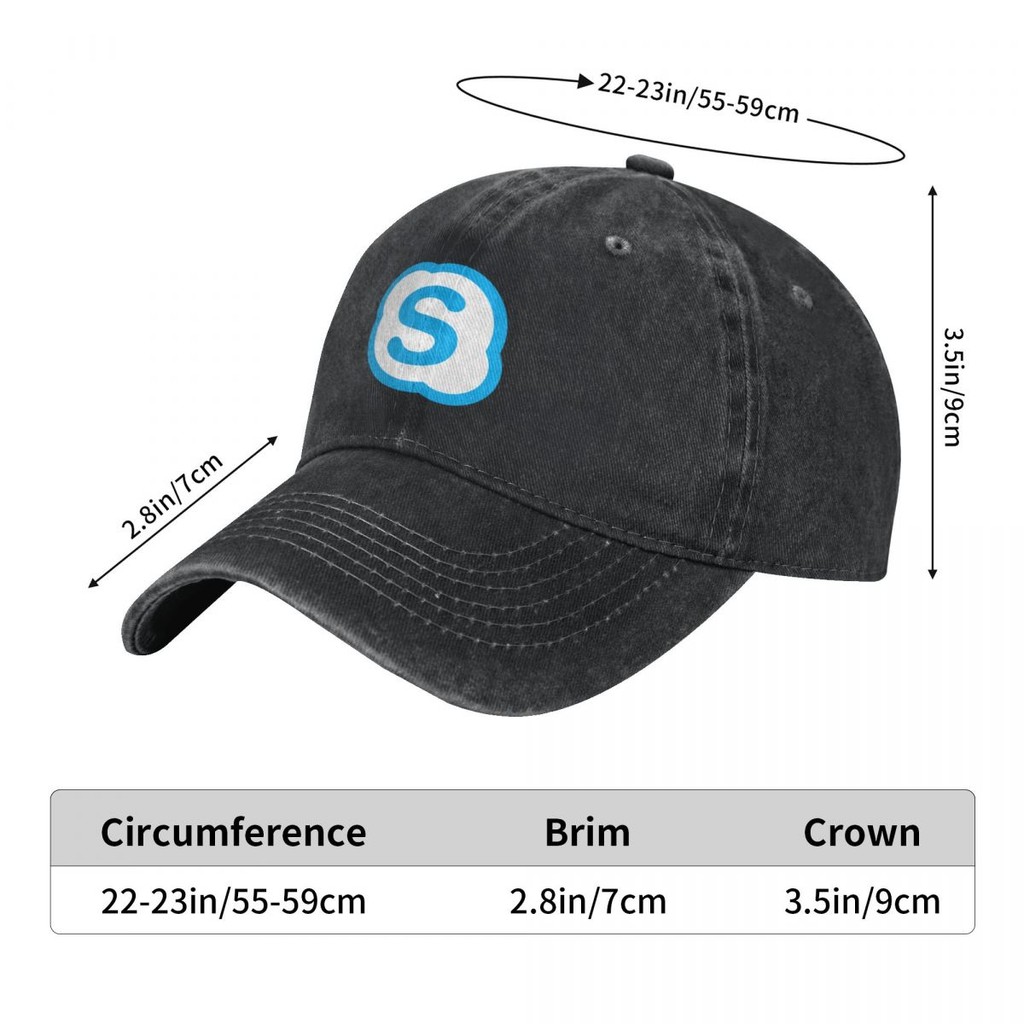 Logo Skype Người Lớn Rửa Mũ Cao Bồi 100% Cotton Cong Vành Mũ Chống Nắng Đơn Giản Thường Ngày Phù Hợp Với Unisex Mũ Bóng Chày Có Thể Điều Chỉnh Nam Nữ Mũ Cũ