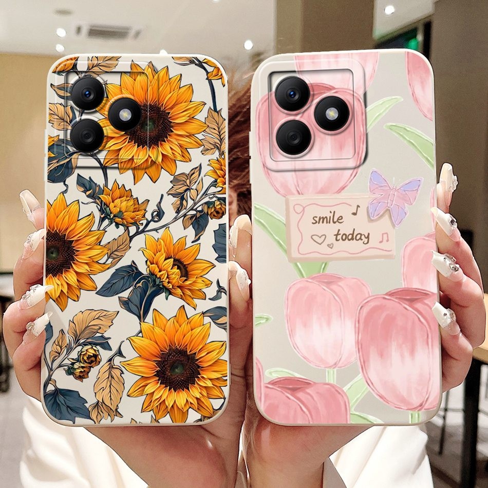 Dành Cho Realme C65s C63 C61 Vỏ Bướm Hướng Dương Hoa Tulip Đẹp RealmeC61 C65s C63 4G Vỏ Điện Thoại T