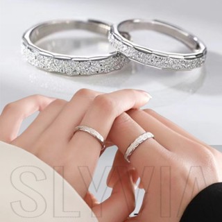 Nhẫn Cặp Đôi Bạc - Nhẫn Đeo Tay Bầu Trời Đầy Sao Sáng Bóng - Phụ Kiện Trang Sức Người Yêu - Y2K, Vintage, Mở Có Thể Điều Chỉnh - Quà Tặng Ngày Lễ Tình Nhân