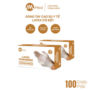 Bộ 2 hộp găng tay cao su y tế Imed Latex có bột 4.9g 100 chiếc/hộp