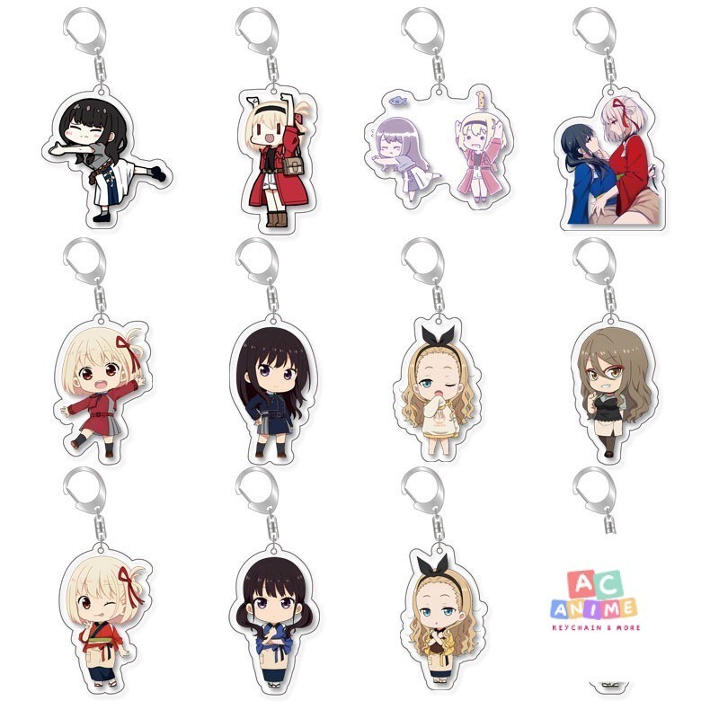 Móc khóa anime Lycoris Recoil: Quán cà phê bất ổn manga nhựa Acrylic hai mặt, in hình các nhân vật d
