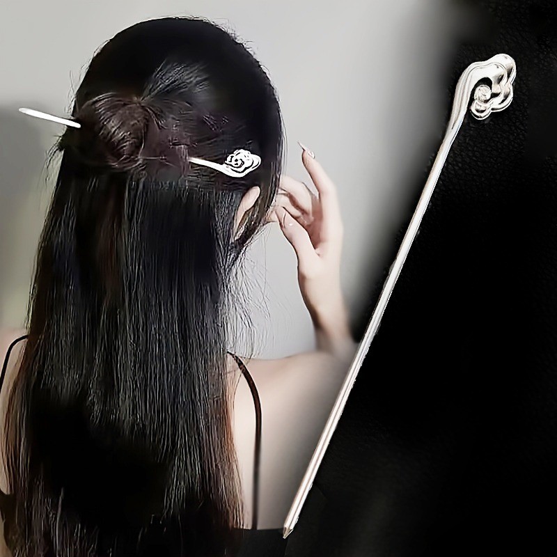 Mũ Hanfu cổ đại đơn giản họa tiết đám mây kẹp tóc sườn xám trơn kẹp tóc nữ thanh lịch phụ kiện tóc T