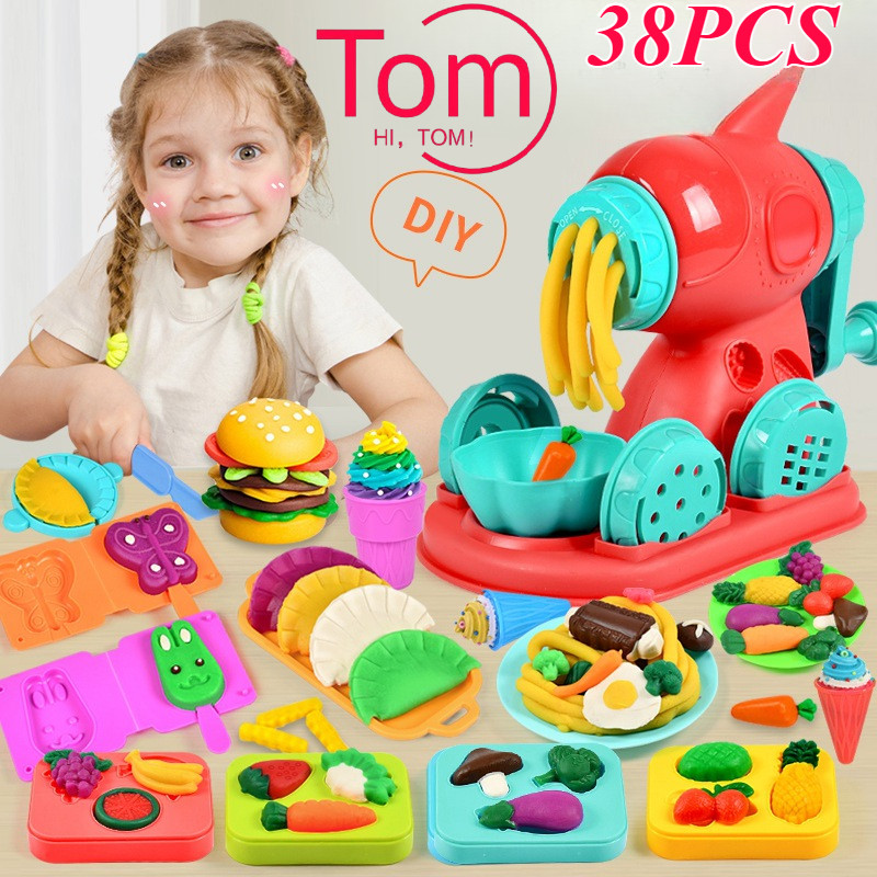 Bộ đồ chơi Máy làm mì kem đất sét tự làm dụng,Bộ máy làm mì 38 miếng ,Đồ Chơi Máy Làm Mì,đồ chơi