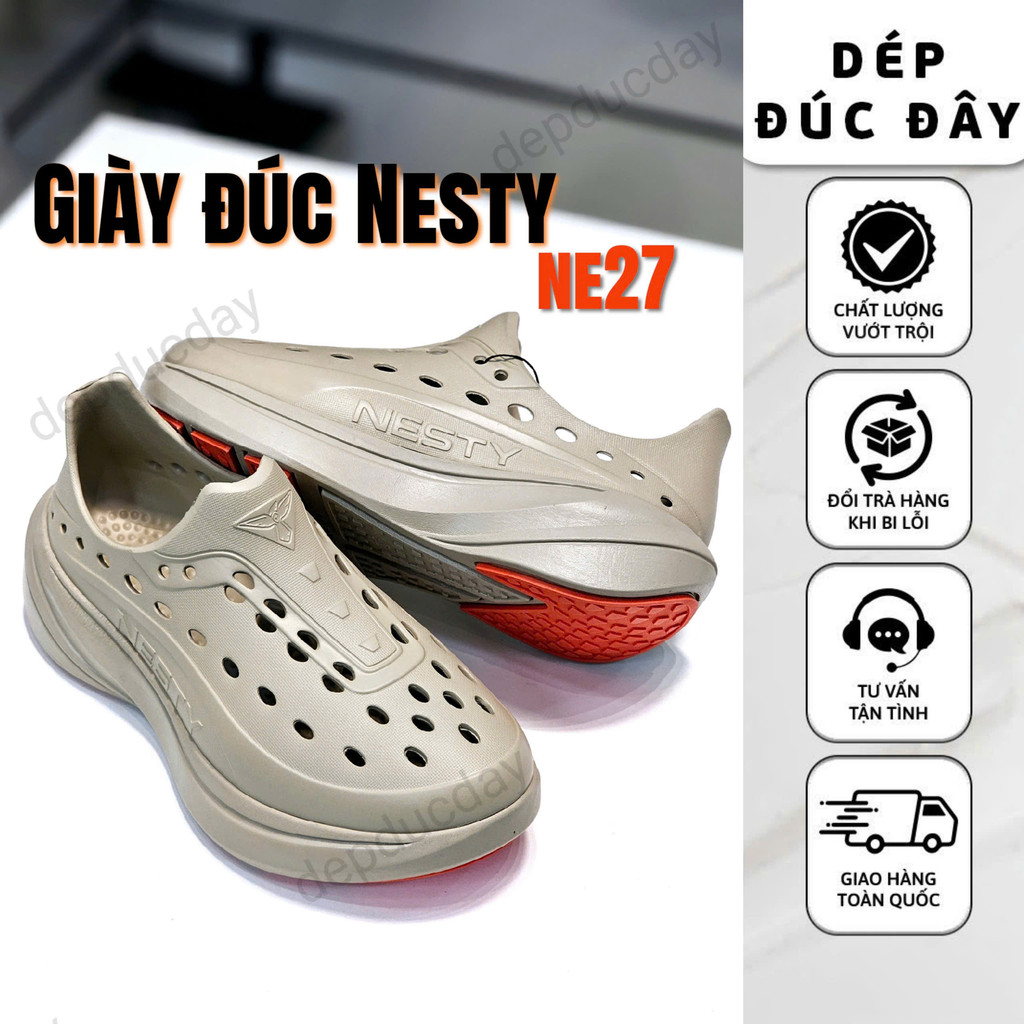 [Ảnh thật] [Chính hãng] Giày Nesty Ne27 Nâu Nhạt Mẫu Mới,đúc nguyện khối đế độn, đế bám, độ bền cao,