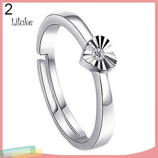 Nhẫn đôi có thể điều chỉnh trái tim Zircon mạ bạc LK