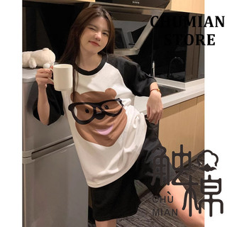Bộ đồ ngủ nữ dài tay hoạt hình thường ngày Phiên bản Hàn Quốc Bộ đồ mặc nhà đơn giản