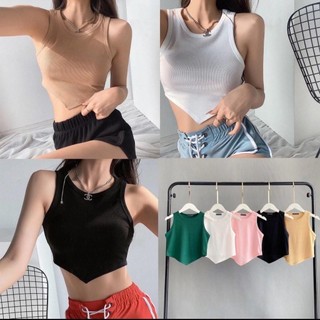 Áo ba lỗ nữ croptop tăm xuất khẩu vạt nhọn ôm body mã 05