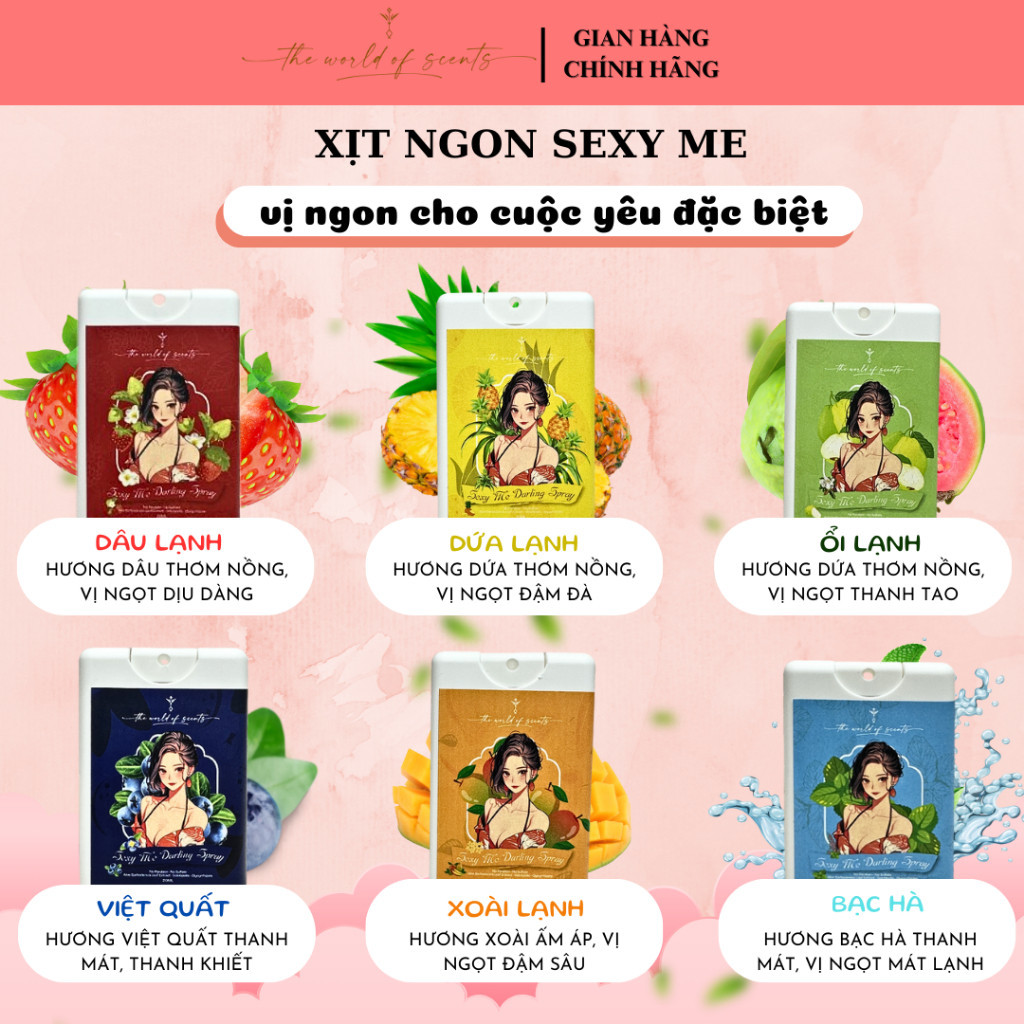 Combo Xịt Ngon Vùng Kín Vị Trái Cây SEXY ME 20ml Giúp Làm Thơm Vùng Bikini Cho Các Nàng