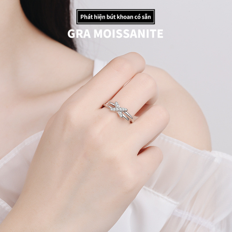 Nhẫn Kim Cương Moissanite Phong Cách Mới Nhẫn Bạc 925 Nữ Moissanite Chữ Thập Nhẫn Cưới Đính Hôn Nhẫn Quà Tặng Sinh Nhật Bạn Gái Quà Tặng Ngày Lễ Tình Nhân