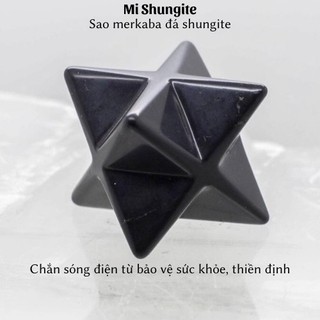Sao Merkaba đá shungite ngăn chặn bức xạ điện từ sóng 5G sóng EMF đá bảo vệ, đá năng lượng thanh tẩy phong thủy
